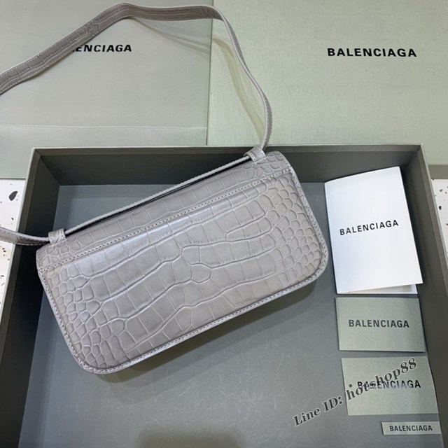 Balenciaga專櫃爆款大號鱷魚深灰肩背包 巴黎世家新款Gossip bag斜挎包 fyj1317